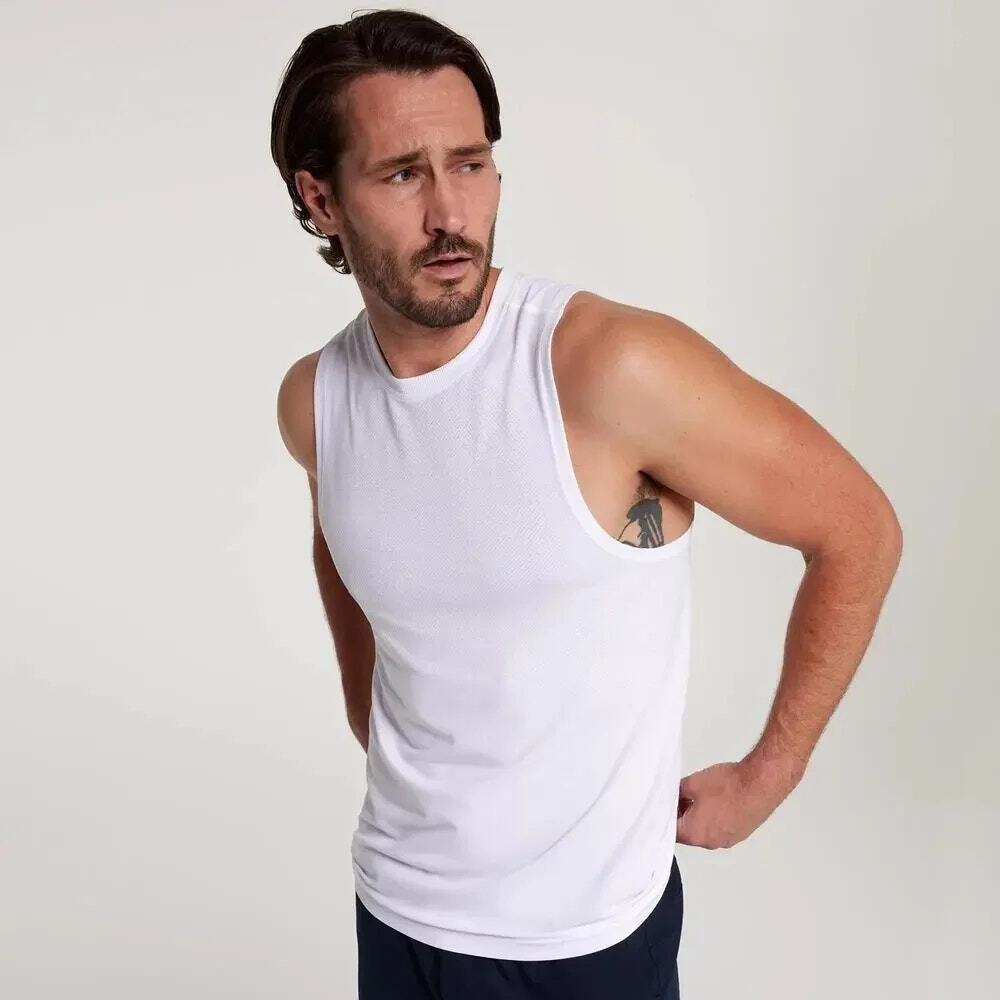 NWT VRST Pure White Circuit Seamless Sleeveless Space Dye Tank Top Men's Size XL